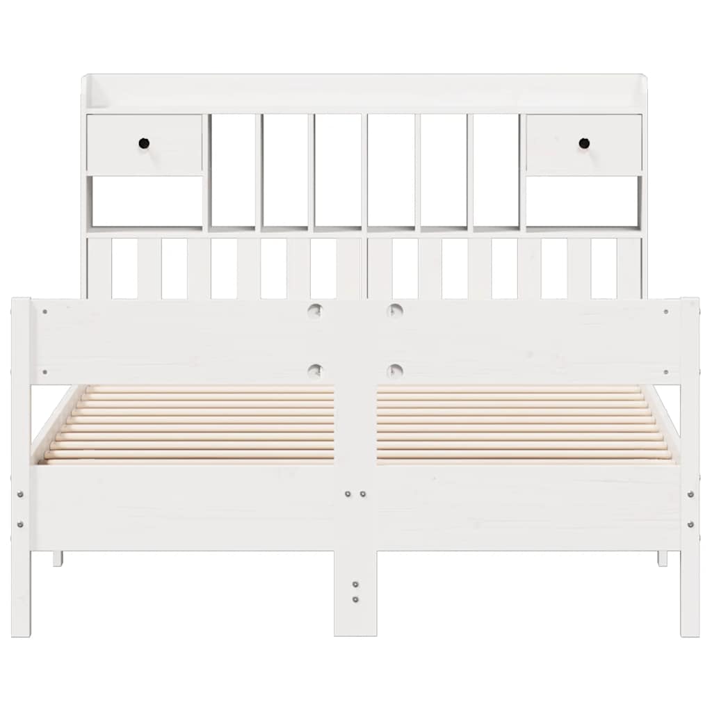 vidaXL Bookcase Bed without Mattress White 140x200cm Solid Wood Pine 4