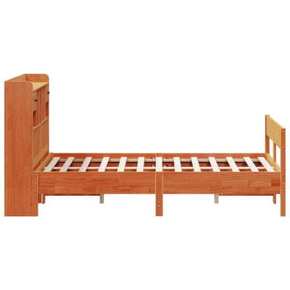vidaXL Bookcase Bed without Mattress Wax Brown 135x190cm Double Solid Wood Pine 5