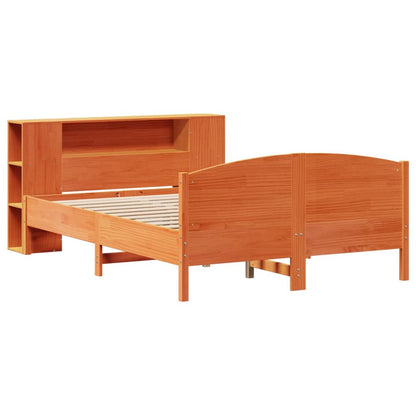 vidaXL Bookcase Bed without Mattress Wax Brown 140x200cm Solid Wood Pine 3