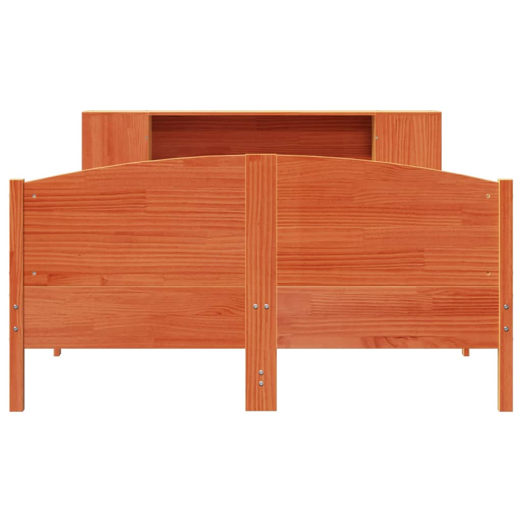 vidaXL Bookcase Bed without Mattress Wax Brown 140x200cm Solid Wood Pine 4