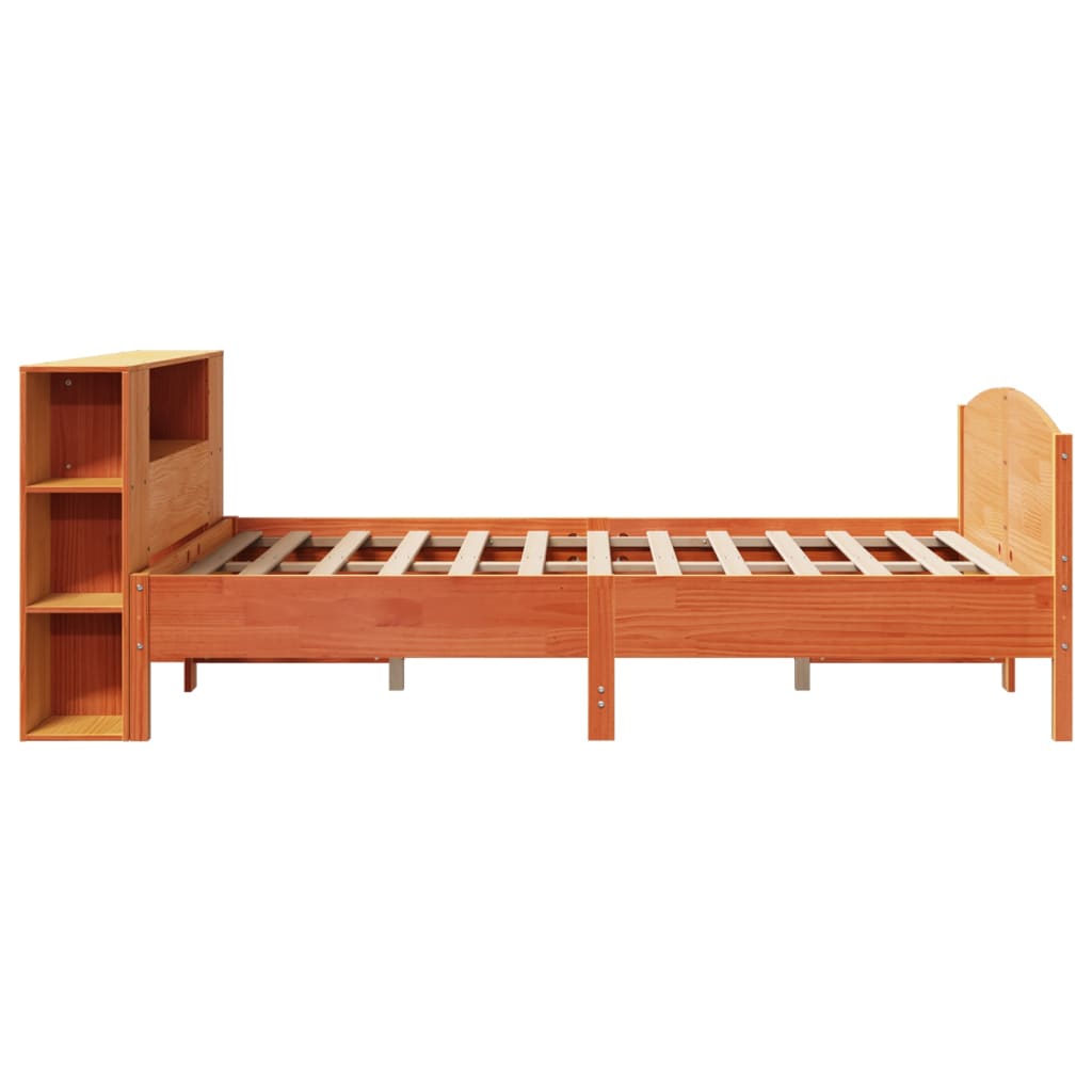 vidaXL Bookcase Bed without Mattress Wax Brown 140x200cm Solid Wood Pine 5