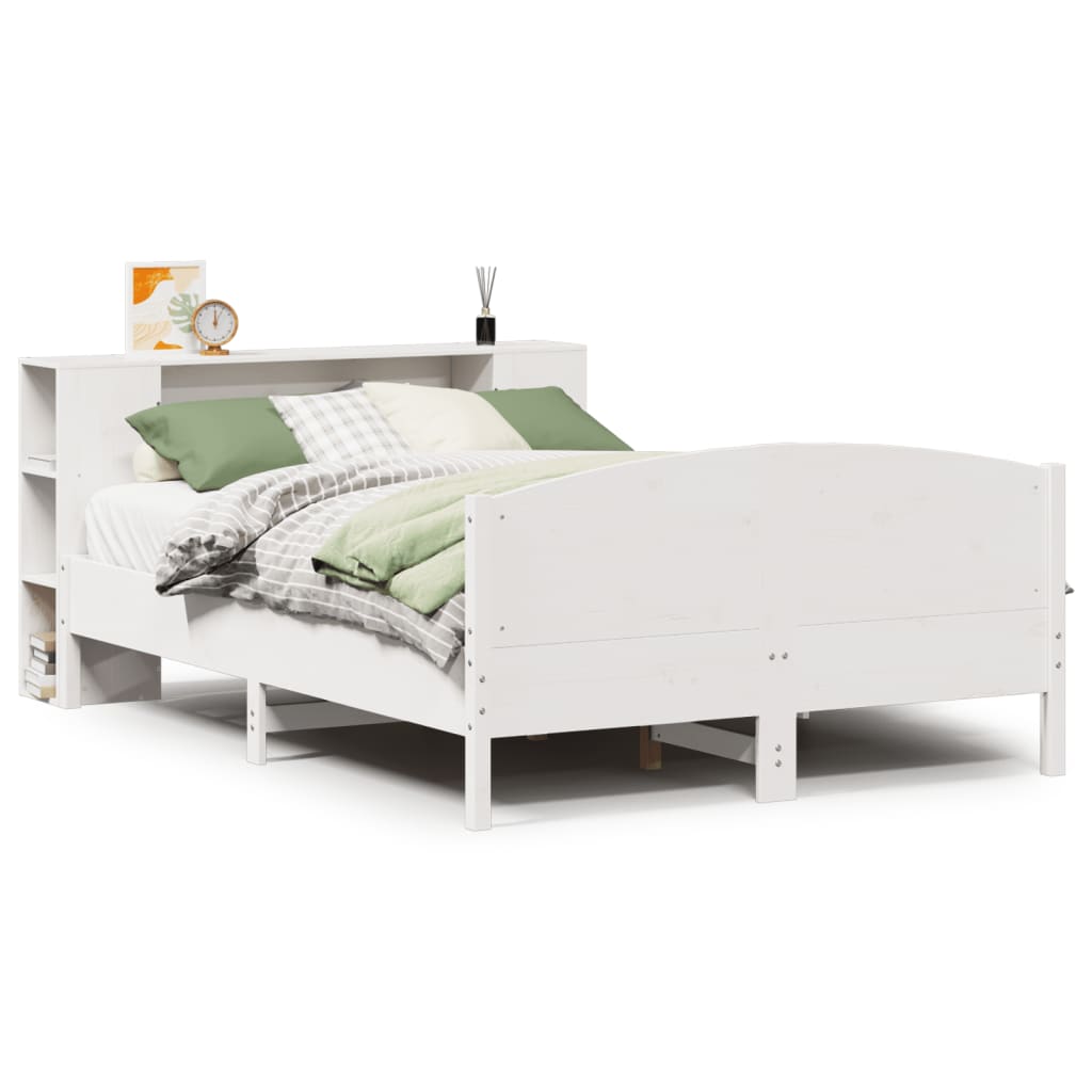 vidaXL Bookcase Bed without Mattress White 135x190cm Solid Wood Pine 2