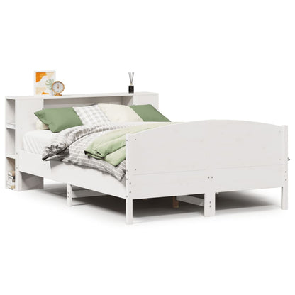 vidaXL Bookcase Bed without Mattress White 135x190cm Solid Wood Pine 2