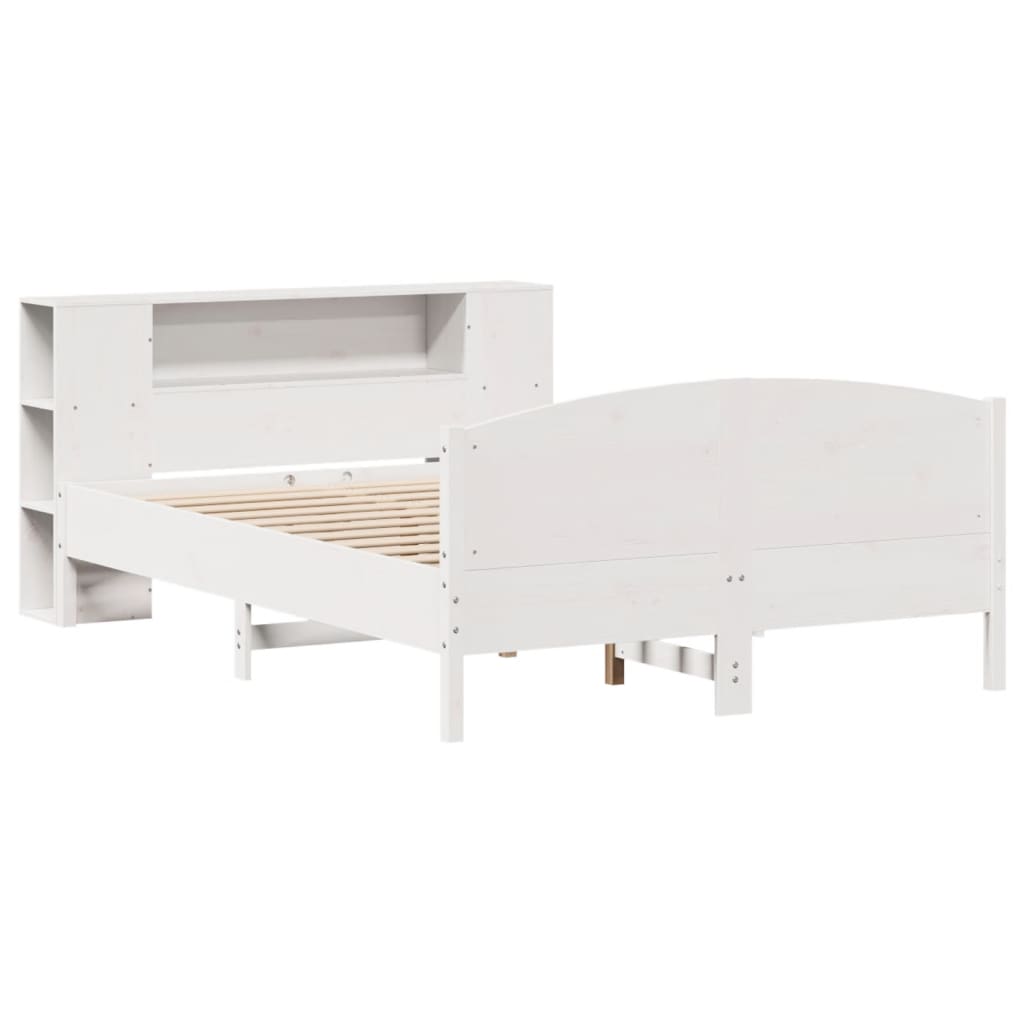 vidaXL Bookcase Bed without Mattress White 135x190cm Solid Wood Pine 3