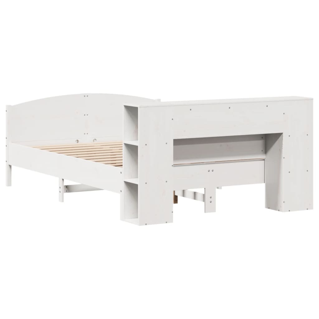 vidaXL Bookcase Bed without Mattress White 135x190cm Solid Wood Pine 6