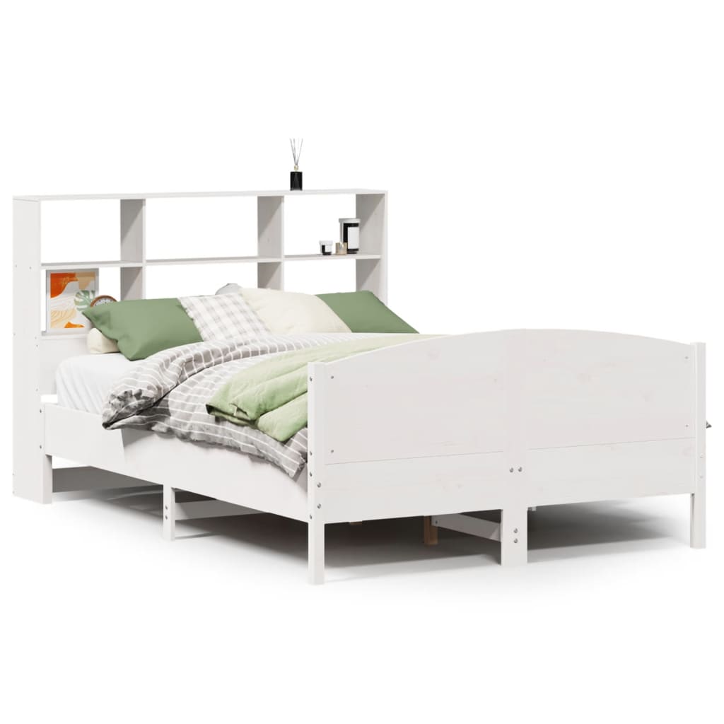 vidaXL Bookcase Bed without Mattress White 160x200cm Solid Wood Pine 2