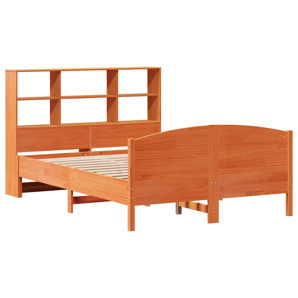 vidaXL Bookcase Bed without Mattress Wax Brown 140x200cm Solid Wood Pine 3