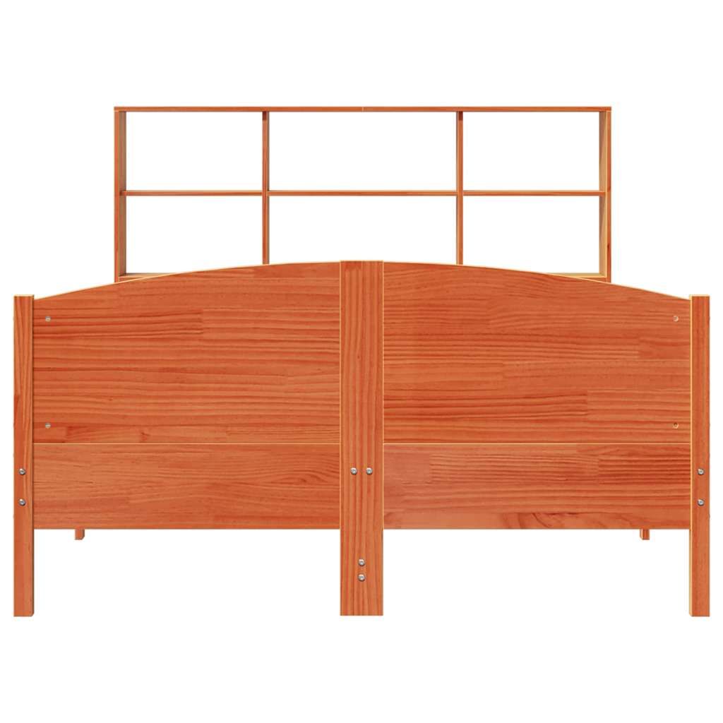 vidaXL Bookcase Bed without Mattress Wax Brown 140x200cm Solid Wood Pine 4