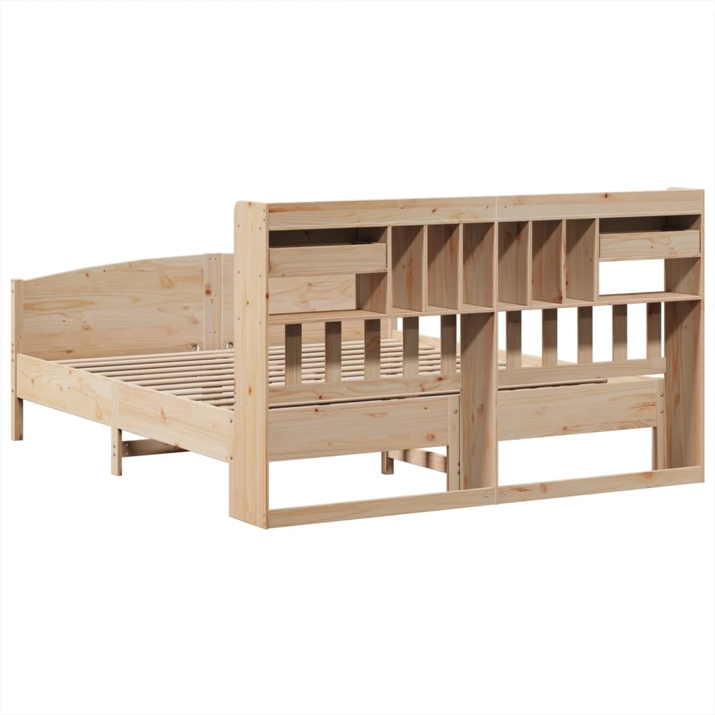 vidaXL Bookcase Bed without Mattress 180x200 cm Super King Solid Wood Pine 6