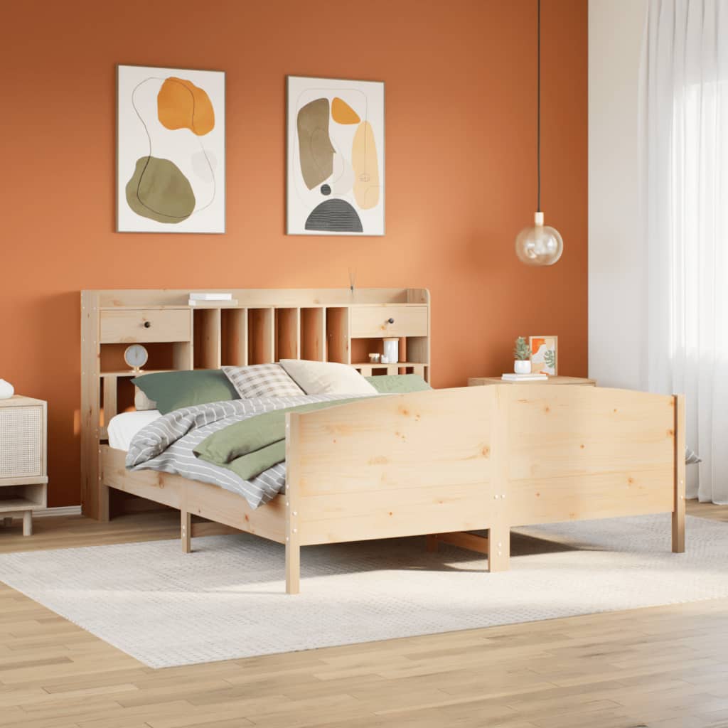 vidaXL Bookcase Bed without Mattress 180x200 cm Super King Solid Wood Pine 1