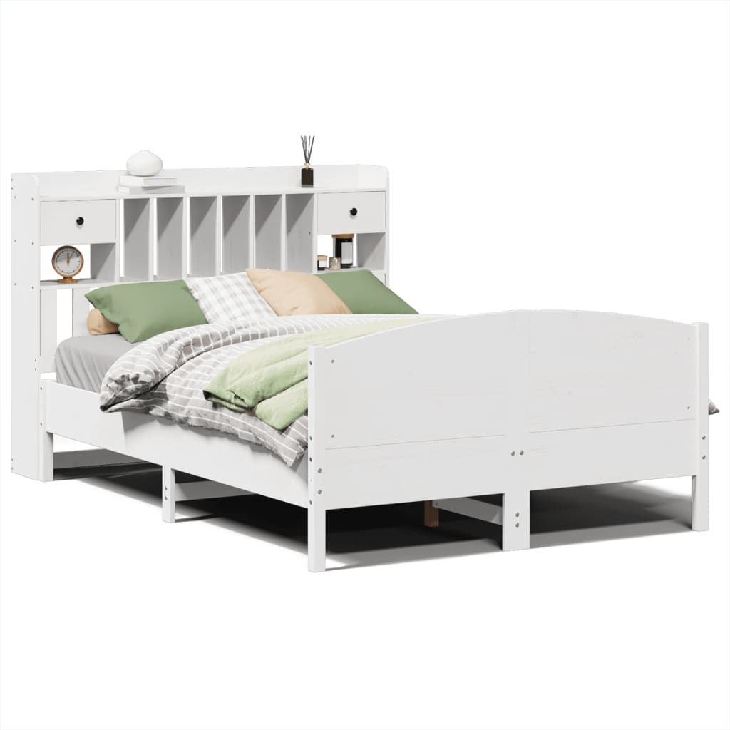 vidaXL Bookcase Bed without Mattress White 140x200cm Solid Wood Pine 2