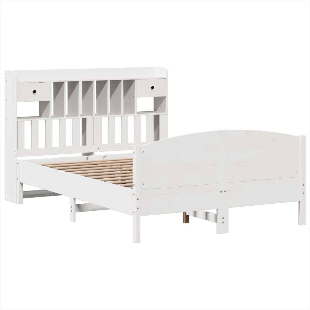vidaXL Bookcase Bed without Mattress White 140x200cm Solid Wood Pine 3