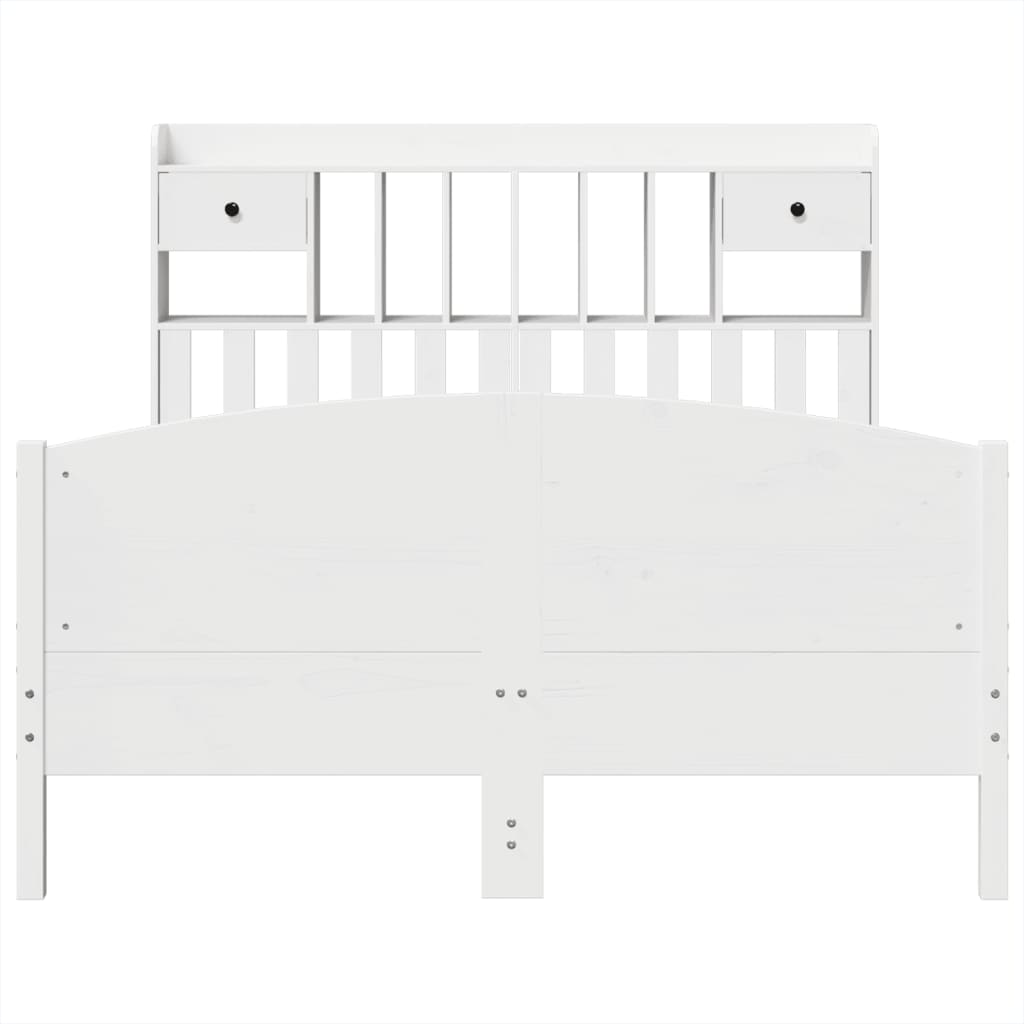 vidaXL Bookcase Bed without Mattress White 140x200cm Solid Wood Pine 4