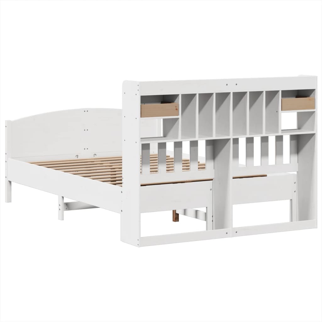vidaXL Bookcase Bed without Mattress White 140x200cm Solid Wood Pine 6