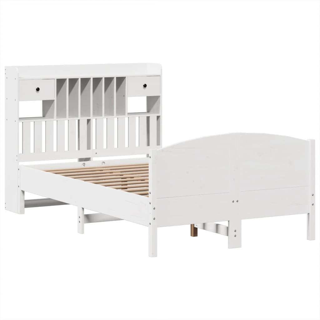 vidaXL Bookcase Bed without Mattress White 135x190 cm Double Solid Wood Pine 3