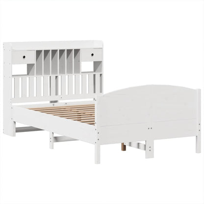 vidaXL Bookcase Bed without Mattress White 135x190 cm Double Solid Wood Pine 3