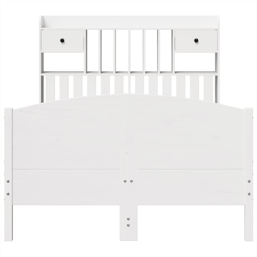 vidaXL Bookcase Bed without Mattress White 135x190 cm Double Solid Wood Pine 4