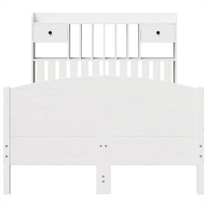 vidaXL Bookcase Bed without Mattress White 135x190 cm Double Solid Wood Pine 4
