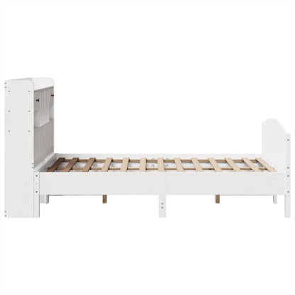 vidaXL Bookcase Bed without Mattress White 135x190 cm Double Solid Wood Pine 5