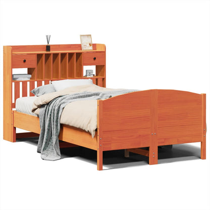 vidaXL Bookcase Bed without Mattress Wax Brown 135x190 cm Double Solid Wood Pine 2