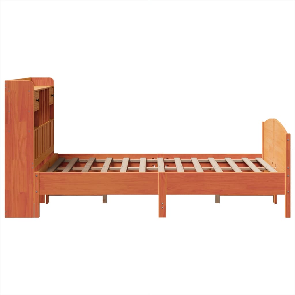 vidaXL Bookcase Bed without Mattress Wax Brown 135x190 cm Double Solid Wood Pine 5