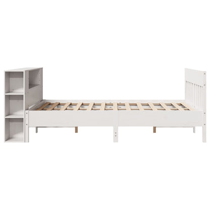 vidaXL Bookcase Bed without Mattress White 150x200 cm King Size Solid Wood Pine 5