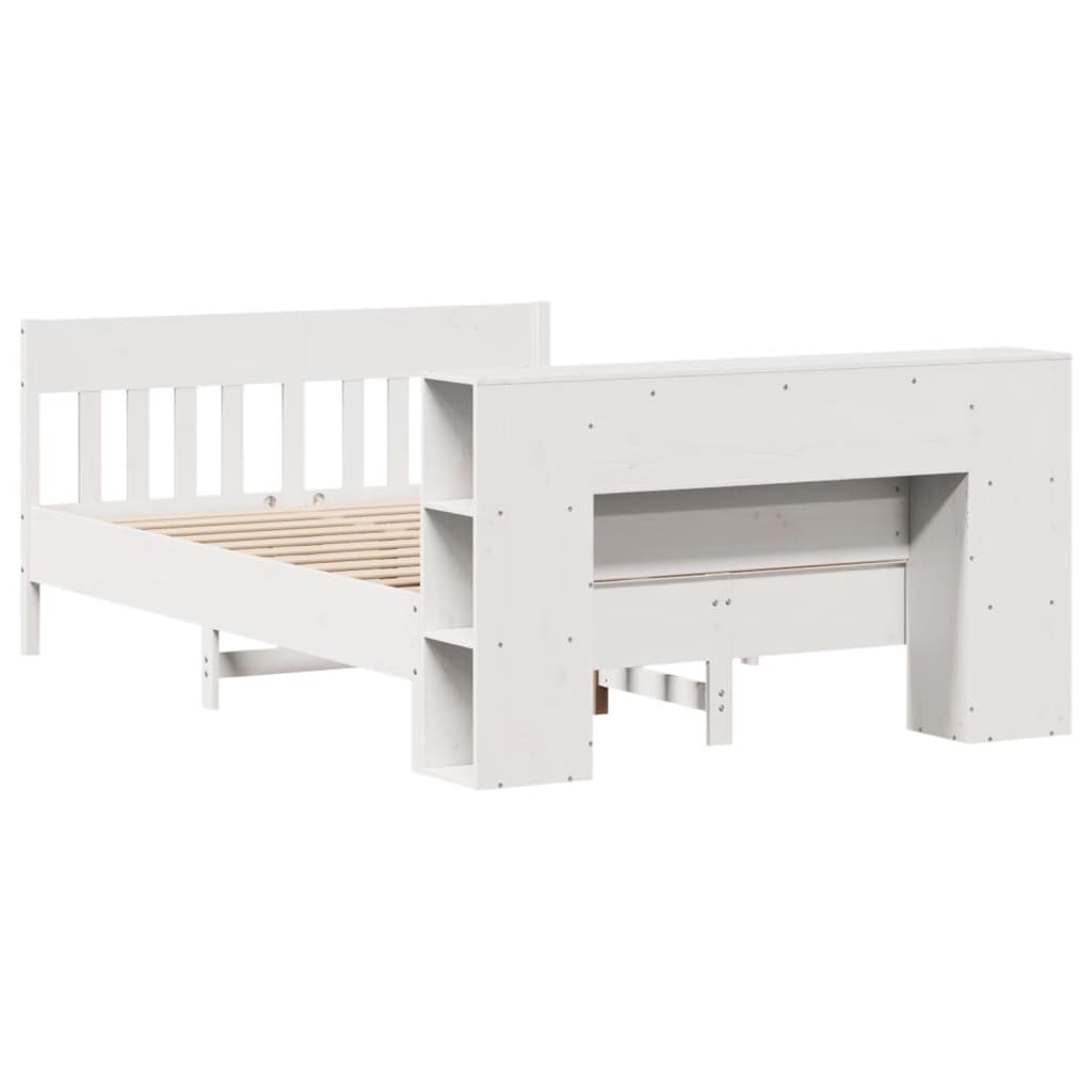vidaXL Bookcase Bed without Mattress White 150x200 cm King Size Solid Wood Pine 6