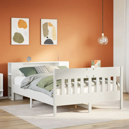 vidaXL Bookcase Bed without Mattress White 150x200 cm King Size Solid Wood Pine 1