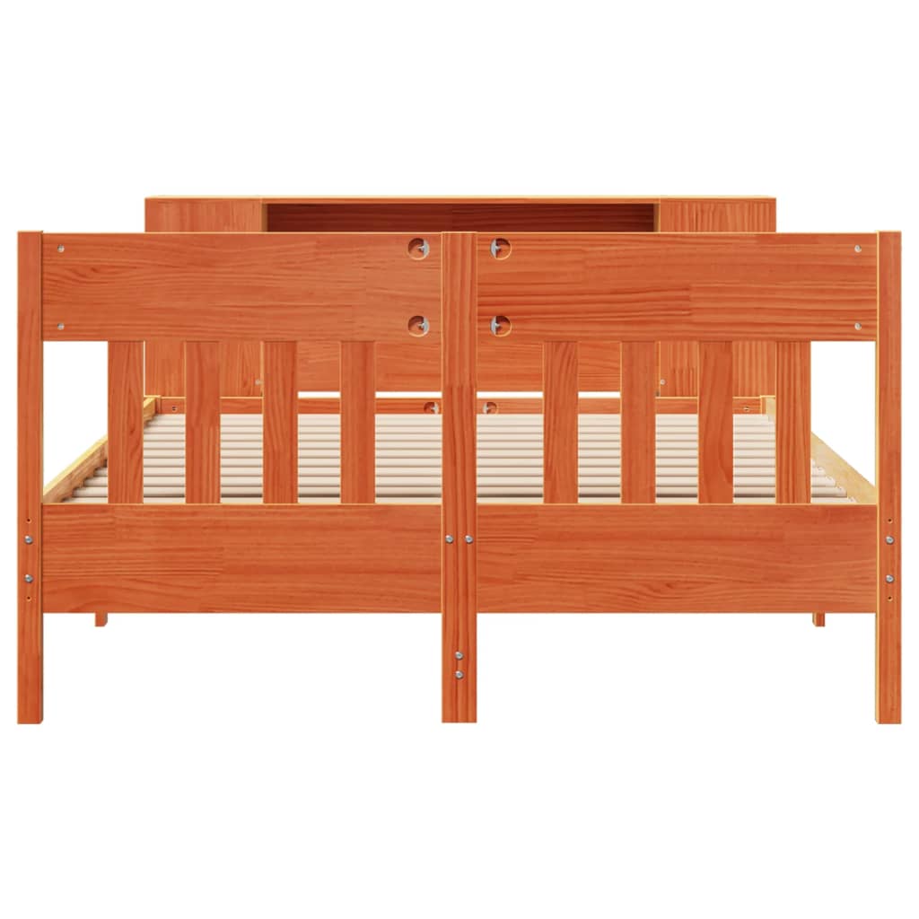 vidaXL Bookcase Bed without Mattress Wax Brown 150x200 cm King Size Solid Wood Pine 4