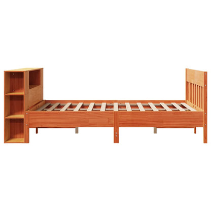 vidaXL Bookcase Bed without Mattress Wax Brown 150x200 cm King Size Solid Wood Pine 5