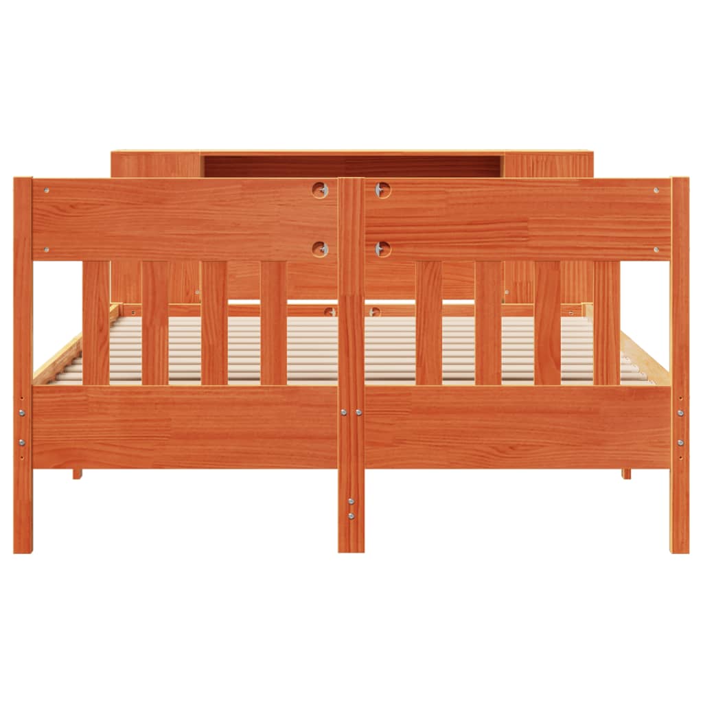 vidaXL Bookcase Bed without Mattress Wax Brown 140x200cm Solid Wood Pine 4