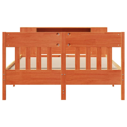 vidaXL Bookcase Bed without Mattress Wax Brown 140x190cm Solid Wood Pine 4