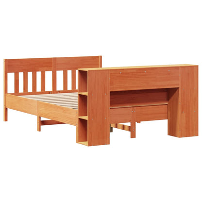 vidaXL Bookcase Bed without Mattress Wax Brown 140x190cm Solid Wood Pine 6