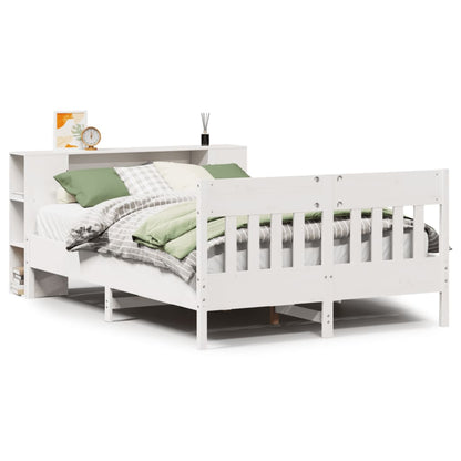 vidaXL Bookcase Bed without Mattress White 135x190 cm Double Solid Wood Pine 2