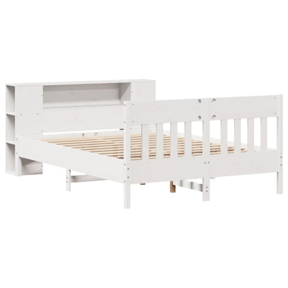 vidaXL Bookcase Bed without Mattress White 135x190 cm Double Solid Wood Pine 3