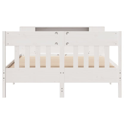 vidaXL Bookcase Bed without Mattress White 135x190 cm Double Solid Wood Pine 4