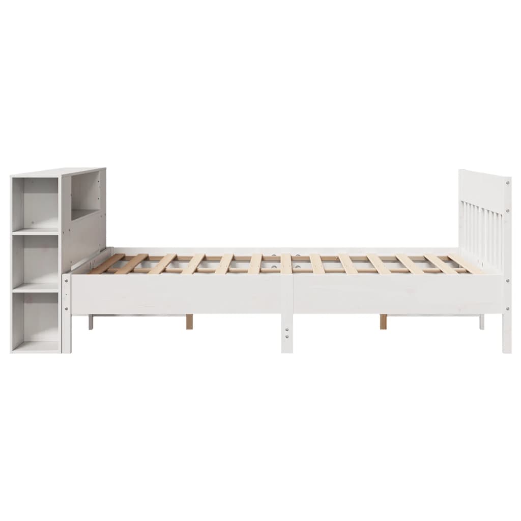 vidaXL Bookcase Bed without Mattress White 135x190 cm Double Solid Wood Pine 5