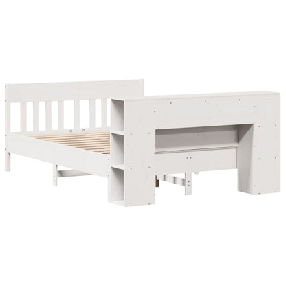 vidaXL Bookcase Bed without Mattress White 135x190 cm Double Solid Wood Pine 6