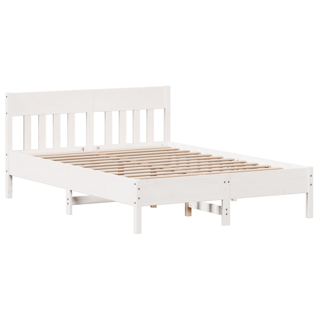 vidaXL Bed Frame without Mattress White 160x200 cm Solid Wood Pine 5
