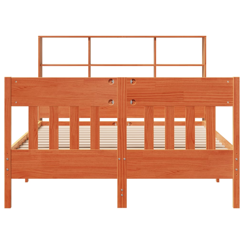 vidaXL Bed Frame without Mattress Wax Brown 160x200 cm Solid Wood Pine 4
