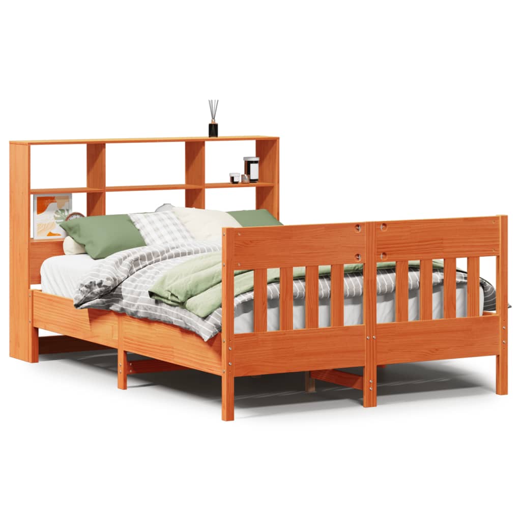 vidaXL Bed Frame without Mattress Wax Brown 140x200 cm Solid Wood Pine 2
