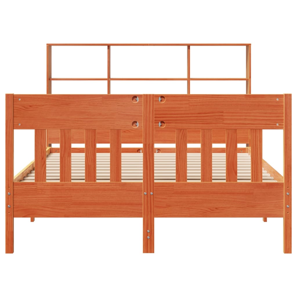 vidaXL Bed Frame without Mattress Wax Brown 140x200 cm Solid Wood Pine 4