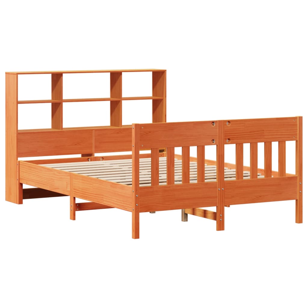 vidaXL Bed Frame without Mattress Wax Brown 140x190 cm Solid Wood Pine 3