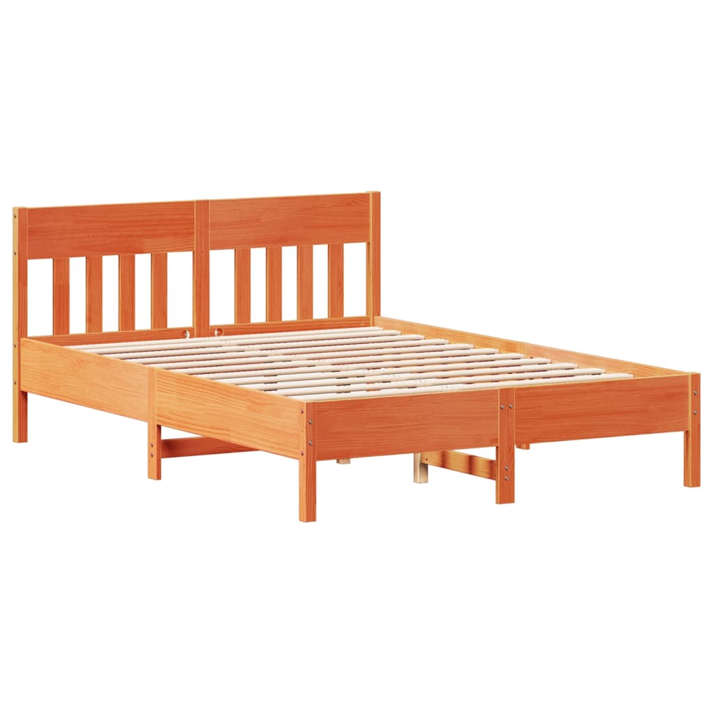 vidaXL Bed Frame without Mattress Wax Brown 140x190 cm Solid Wood Pine 5