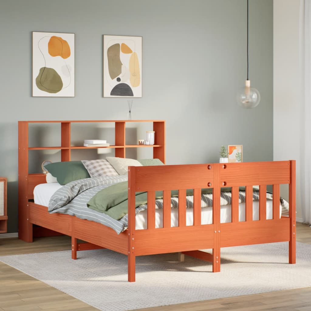 vidaXL Bed Frame without Mattress Wax Brown 140x190 cm Solid Wood Pine 1