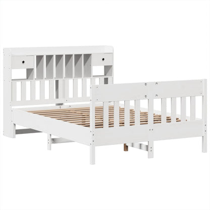 vidaXL Bed Frame without Mattress White 150x200 cm King Size Solid Wood Pine 3