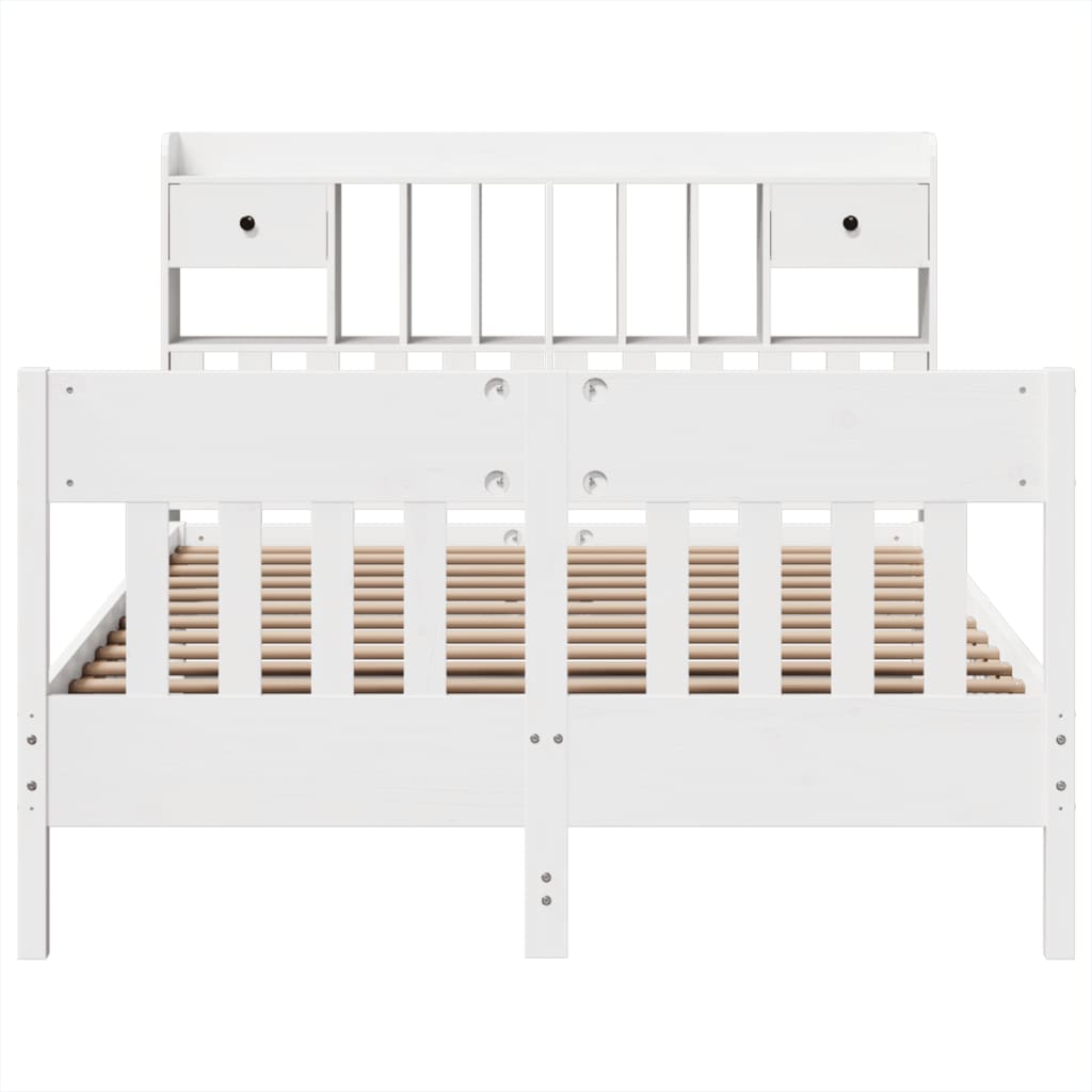 vidaXL Bed Frame without Mattress White 150x200 cm King Size Solid Wood Pine 4