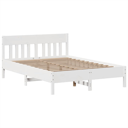 vidaXL Bed Frame without Mattress White 150x200 cm King Size Solid Wood Pine 5