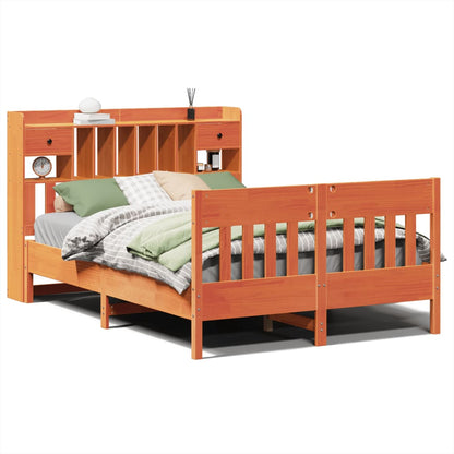 vidaXL Bed Frame without Mattress Wax Brown 150x200 cm King Size Solid Wood Pine 2