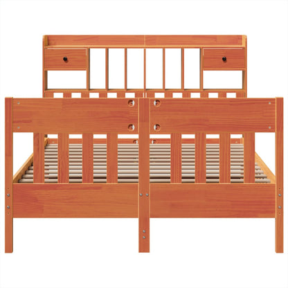 vidaXL Bed Frame without Mattress Wax Brown 150x200 cm King Size Solid Wood Pine 4